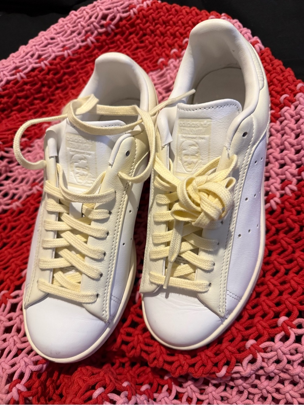 adidas White Leather Sneakers with Cream Laces
